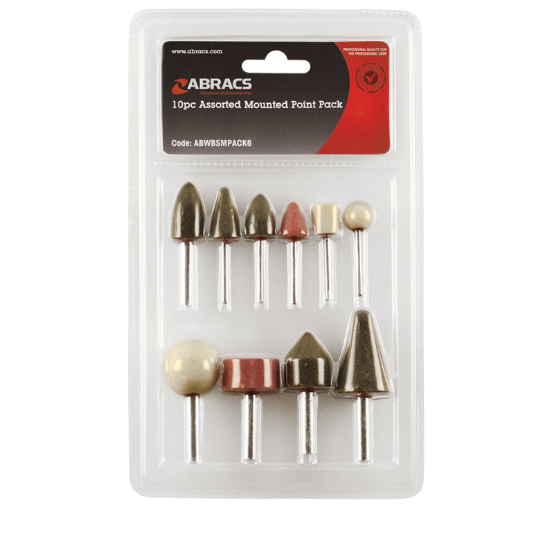 Abracs 10 Piece Assorted Spindle Mounted Point Pack