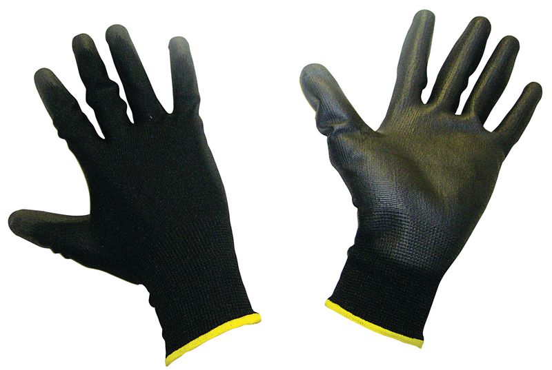 Black Nylon PU Coated Work Gloves Size 10 Pack of 12 Pairs