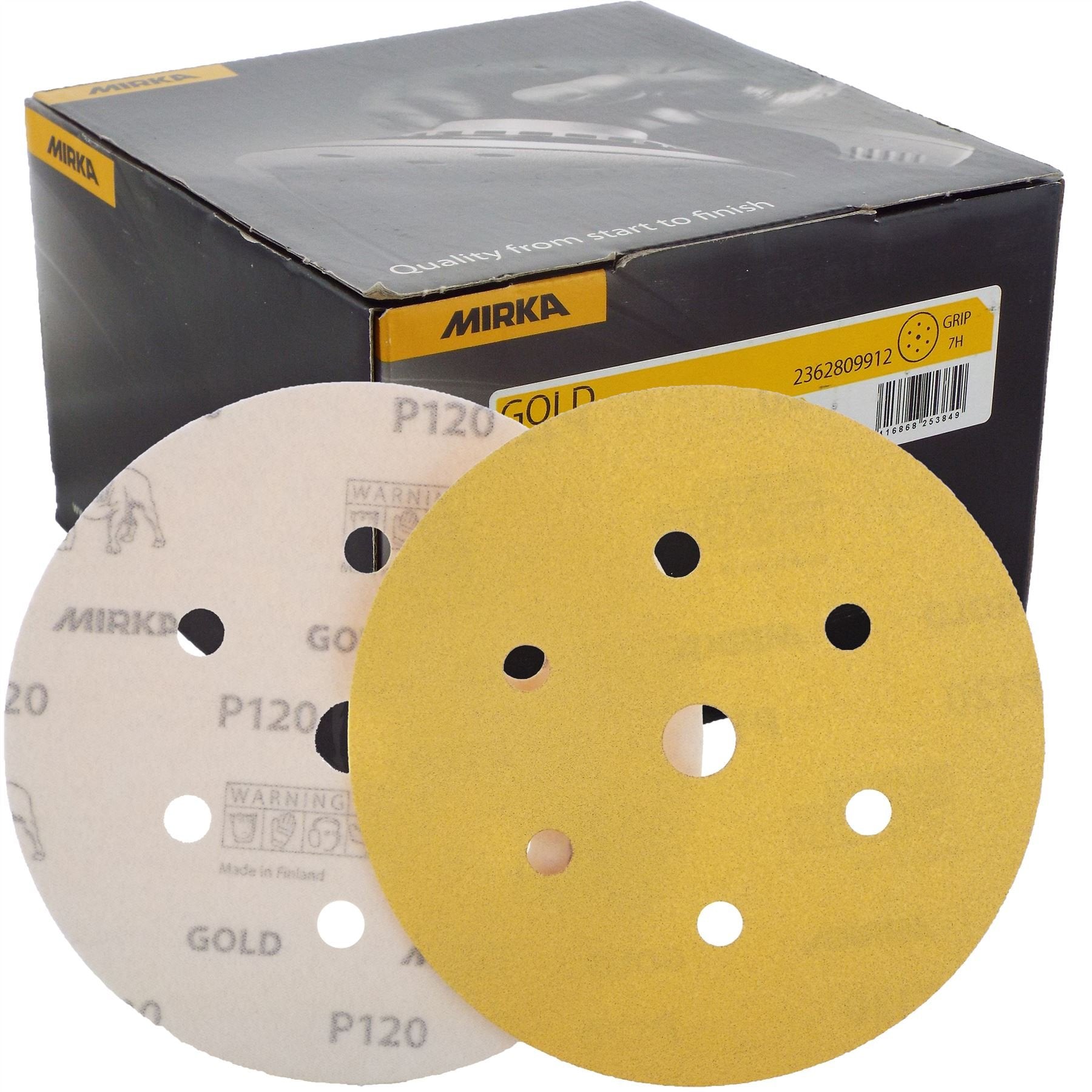 Mirka Gold 150mm 6" DA Sanding Discs - Box of 100 - Various Grits