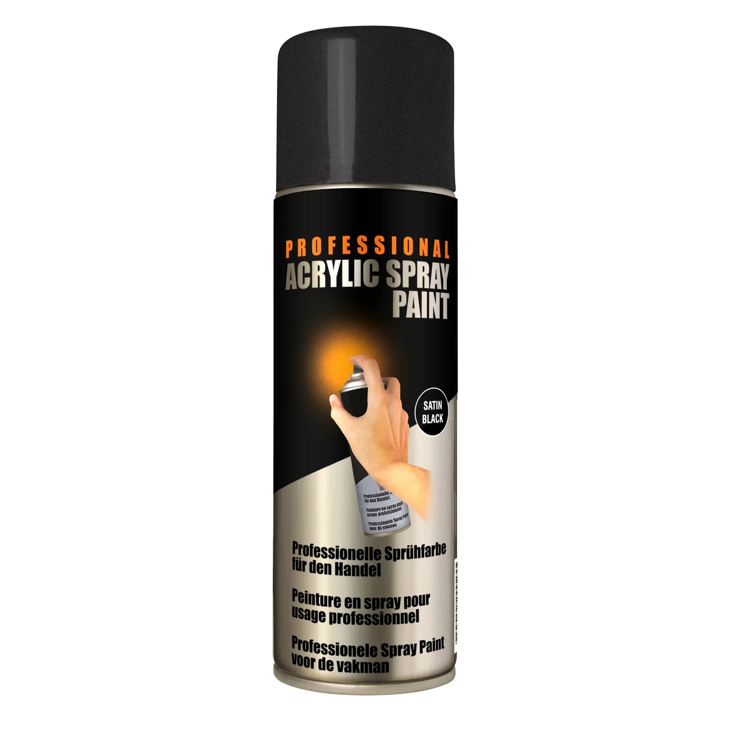 12x Azpro Aerosol Satin Black Acrylic Spray Paint 500ml